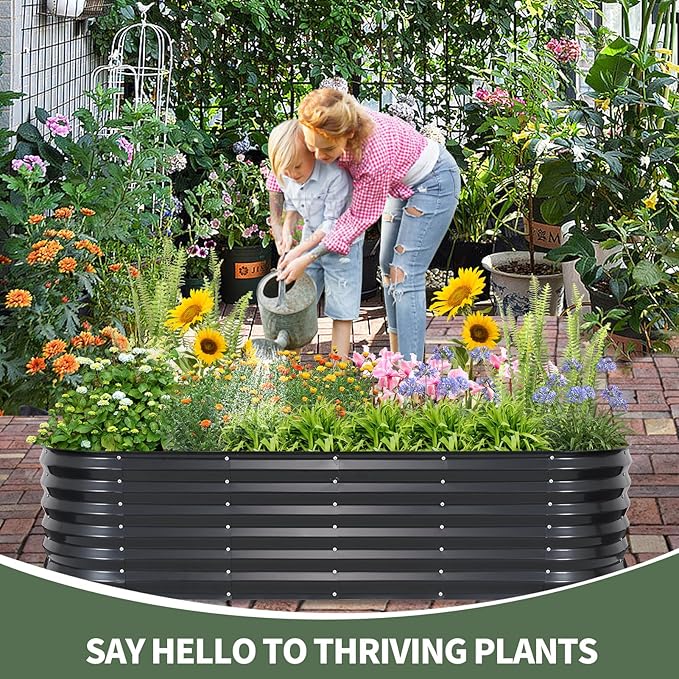 1MORE Raised Garden Bed- Planter Garden Boxes Outdoor, Raised Beds for Gardening.6X2X1.4FT(1pcs)-Grey
