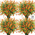 20 Bundles Artificial Flowers for Outdoors Fake Plastic Flowers UV Resistant Realistic Faux Plants Shrubs for Spring Summer Garden Porch Yard Patio Planter Window Box Home Decor, Orange