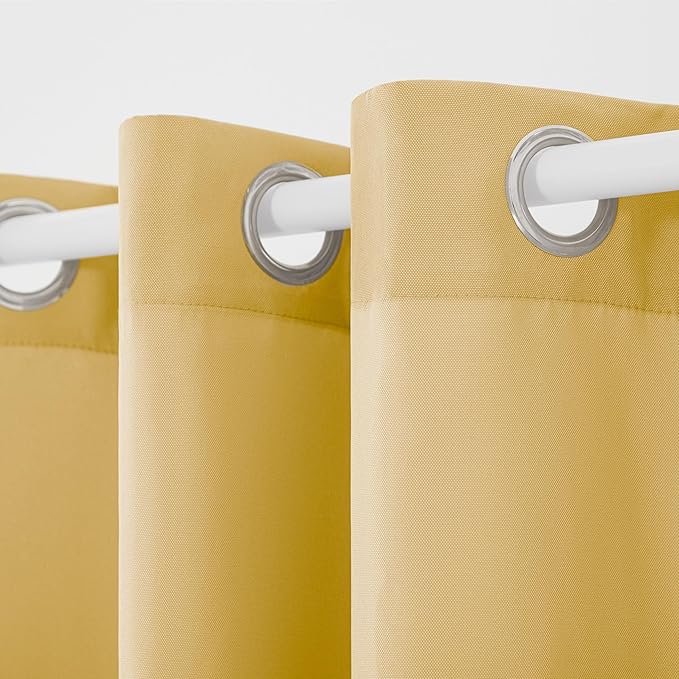 TOWN & COUNTRY BASICS Cabana Solid Heavyweight Indoor Outdoor Curtains, Light Filtering Opacity with Grommet Top, Water Repellent, 2-Pack Set, 54"x84", Sundress Yellow