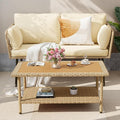 DWVO 2-Piece Patio Set, Wicker Loveseat with Plush Cushions & Rattan Side Table, All-Weather Outdoor Conversation Furniture for Balcony, Deck, Backyard, Poolside