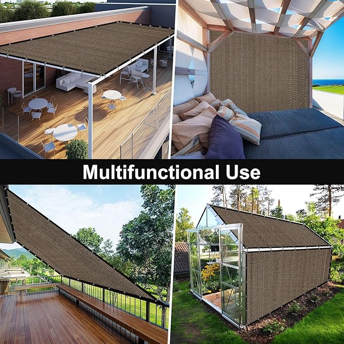 Artpuch 90% Sun Shade Cloth, 8 x 10 FT Pergola Shade Cover Canopy with Grommets, Sun Screen Fabric Tarp for Patio, Outdoor, Garden, Backyard, Mocha