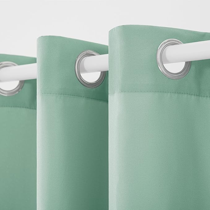 TOWN & COUNTRY BASICS Cabana Solid Heavyweight Indoor Outdoor Curtains, Light Filtering Opacity with Grommet Top, Water Repellent, 2-Pack Set, 54"x96", Seafoam