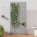 Casaphoria Metal Privacy Screen Outdoor, 72" H x 35" W Freestanding Decorative Privacy Screen for Patio Deck Balcony Garden with Stable Base, Grey-Square