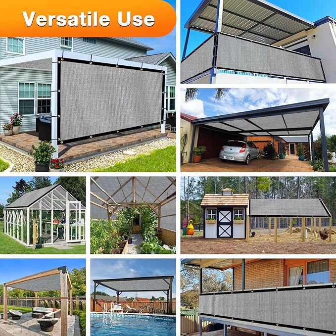 Artpuch Outdoor Pergola Shade Cover 15x17 FT Sun Shade Cloth with Grommets Light Grey 90% UV Protection Canopy Patio Privacy Screen (Customized Available)