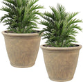 Sunnydaze 24-Inch Anjelica Large Plastic Pot for Plants - Outdoor Double-Walled Large Plastic Planter with Drillable Drainage Holes - Beige - 2pk