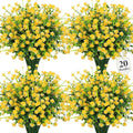 20 Bundles Artificial Flowers for Outdoors Fake Plastic Flowers UV Resistant Realistic Faux Plants Shrubs for Spring Summer Garden Porch Yard Patio Planter Window Box Home Decor, Yellow