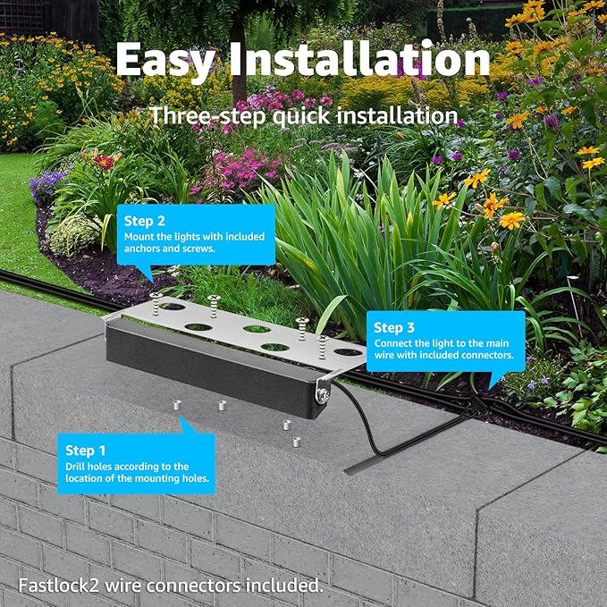 SUNVIE 8-Pack 7 Inch Retaining Wall Lights 5W LED Waterproof Hardscape Lighting 12V Low Voltage Step Lights Outdoor Landscape Lighting with Connectors 3000K Warm White Paver Lights, ETL Listed Cord