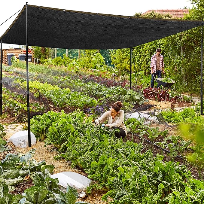 QLOFEI 4x10 FT Shade Cloth with Grommets, 90% Sun Shades Outdoor Patio Mesh Tarp, Easier to Hang Sunblock Neting Cover -for Garden Greenhouse Pergola Lawn Kennel Chicken Coop