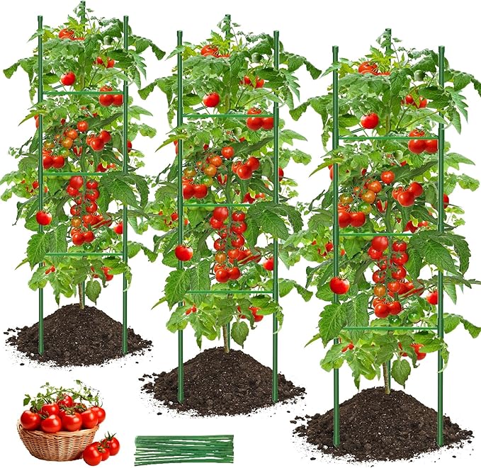 Tomato Cage, 3Pack 51.2inch Tall Tomato Trellis Triangle Tomato Cages for Garden Climbing Plants, Raised Garden Bed Plant Support Stakes for Garden,Pots, Plant Cages & Supports（Extra Bold）