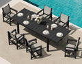 SERWALL 7-Piece Patio Dining Sets, 60" - 83" Expandable Outdoor Dining Table with 6 Breathable Textilene Chairs, All Weather HDPE Patio Furniture Set for Backyard, Garden, Black
