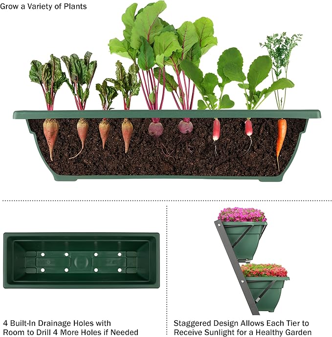 Raised Garden Beds - 5 Tier Vertical Garden Planter - Planters for Outdoor Plants - Gardening and Greenhouse Accessories by Pure Garden (Green)