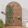 Casaphoria Metal Privacy Screen Outdoor, 72" H x 47" W Arched Freestanding Decorative Privacy Screen for Patio Deck Balcony Garden with Stable Base, Brown-Star
