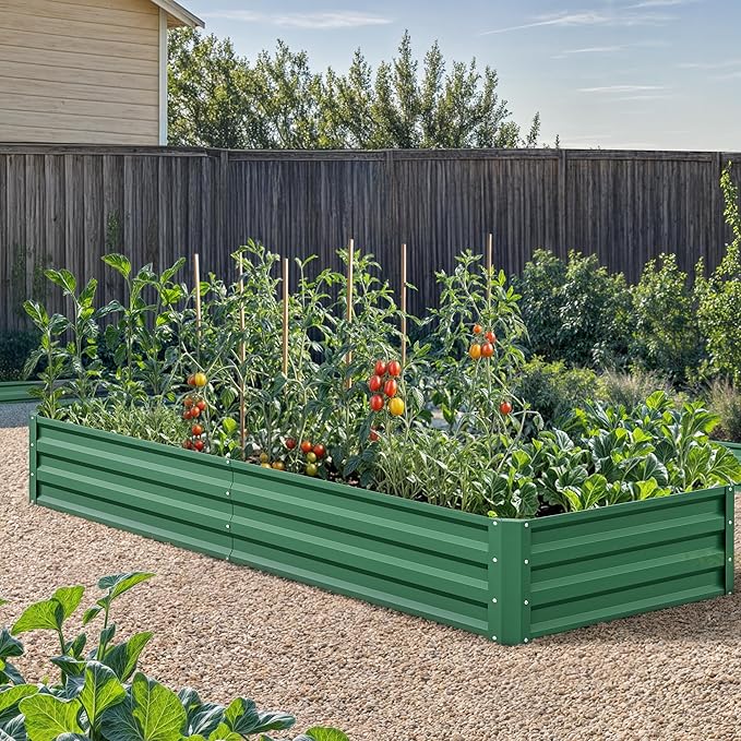 YITAHOME 72x36x12 in 2pcs Galvanized Raised Garden Bed Kit, Large Metal Planter Box with Gloves & Support Rod, Outdoor Flower Bed for Plants Vegetables, Green