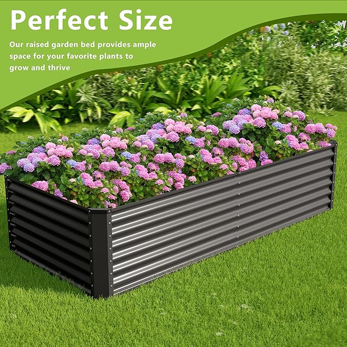 8x2x2FT Galvanized Raised Garden Bed,Galvanized Planter Boxes Outdoor, Large Metal Raised Garden Beds for Vegetables-Grey
