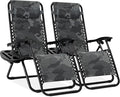 Best Choice Products Set of 2 Adjustable Steel Mesh Zero Gravity Lounge Chair Recliners w/Pillows and Cup Holder Trays - Camoflage