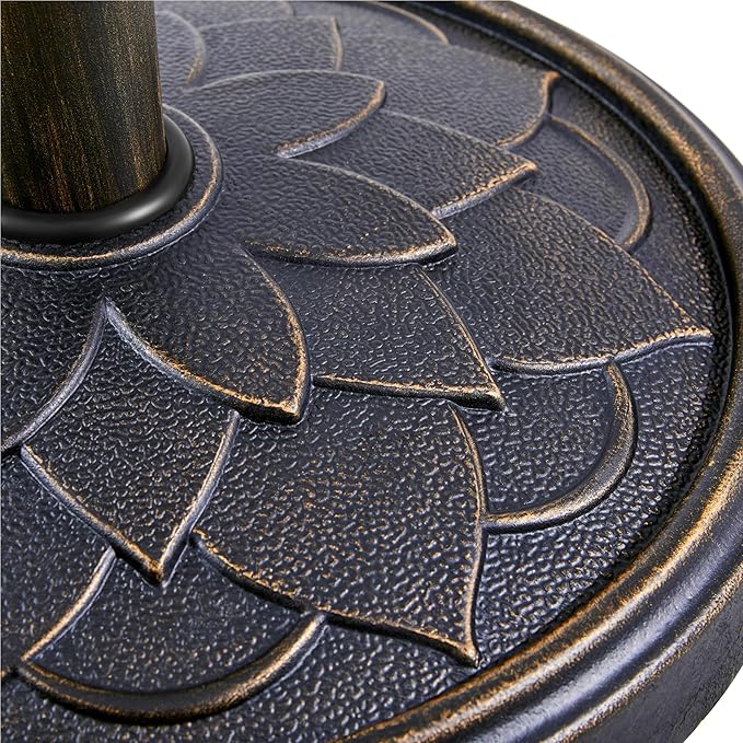 Yaheetech 18'' Patio Umbrella Base 26.5lbs Heavy Duty Antiqued Outdoor Market Umbrella Stand All-Weather Resin Umbrella Base for Garden & Yard, Bronze