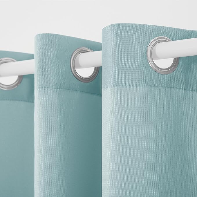 Town & Country Basics Cabana Solid Heavyweight Indoor Outdoor Curtains, Light Filtering Opacity with Grommet Top, Water Repellent, 2-Pack Set, 54"x120", Blue