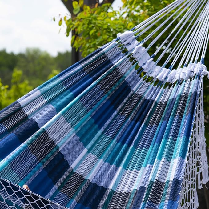 Vivere Authentic Brazilian Cotton Hammock - 450 lb Capacity (Marina)