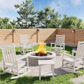GarveeLife Poly Lumber Rocking Chair Outdoor Set of 4 with 2 Side Table - HDPE High Back Porch Rocker Chairs for Adults - All Weather Resistant Furniture for Patio - White