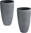 2 Packs 21 inch Tall Planter, Indoor Outdoor Round Planter for Porch, Large Plant Pot with Drainage Hole for Home Garden Front Door, Modern Decorative Pots for Plants (Dark Gray)
