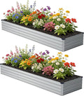 12x2x1 ft(2 Pack) Galvanized Raised Garden Bed,Outdoor Planter Box Metal Patio Kit Planting Bed for Vegetables Flowers and Succulents,Silver