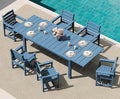 SERWALL 7-Piece Patio Dining Sets, 60" - 83" Expandable Outdoor Dining Table and 6 HDPE Chairs, All Weather HDPE Outdoor Furniture Set for Backyard, Garden, Blue
