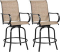 Yaheetech Patio Swivel Bar Stools Outdoor Chairs Set of 2 Outdoor High Bistro Stools Outdoor Furniture, All-Weather Patio Stools for Outside, Beach, Lawn, Poolside and Garden, Black/Brown