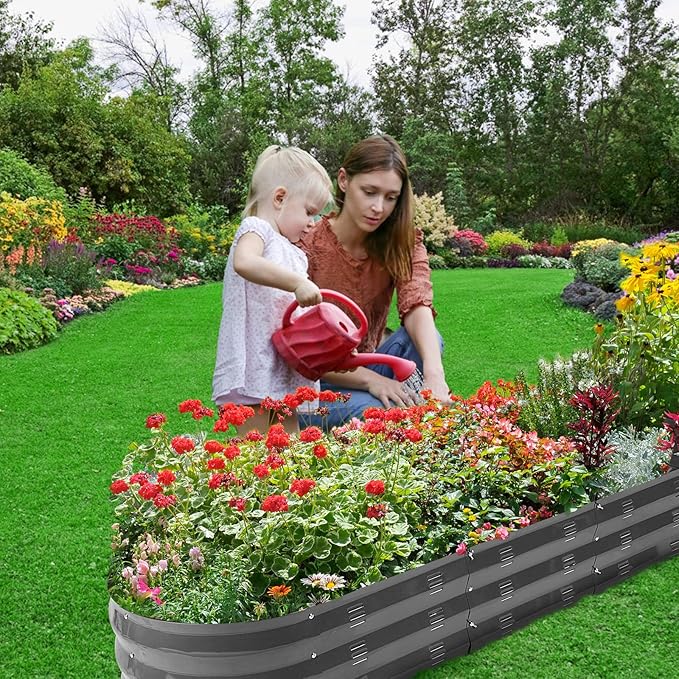 GADI 67-Inch Raised Garden Bed, Metal Planter Box for Vegetables and Flowers, Large Outdoor Gardening Kit, Easy DIY Assembly, Weather-Resistant & Rust-Proof
