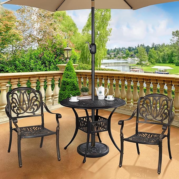 Yaheetech 18'' Patio Umbrella Base 26.5lbs Heavy Duty Antiqued Outdoor Market Umbrella Stand All-Weather Resin Umbrella Base for Garden & Yard, Bronze