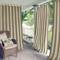 Elrene Home Fashions Highland Stripe Indoor/Outdoor Curtain Panel, 50 inches X 84 inches, Natural