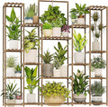 Bamworld Plant Shelf Indoor Hanging Plant Stand Outdoor Large Plant Shelves Tall Flower Holder wooden plant stand for Multiple Plants Plant Rack for Living Room Balcony Decor Garden Clearance Deals 17 Pots Plant Table