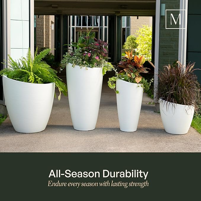 Mayne Modesto 32-Inch Tall Planter – Weather-Resistant Planter for Flowers – Durable Indoor/Outdoor Design for Patio, Porch, or Entryway