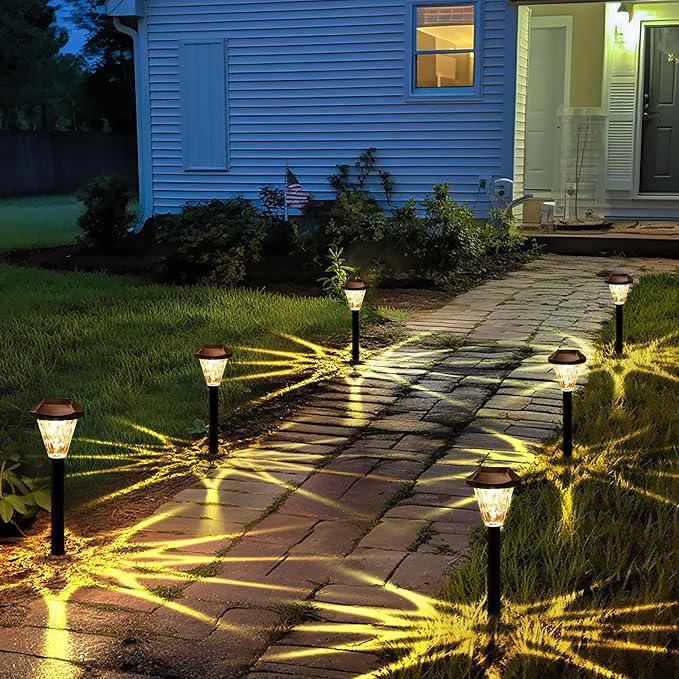 GIGALUMI 8 Pack Solar Lights Outdoor Waterproof, Outdoor Solar Lights for Yard, Solar Garden Lights, Yard Decorations Outdoor for Pathway, Patio, Garden, Driveway, Lawn, and Landscape(Warm White)