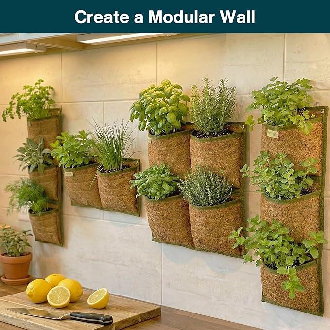 Vertical Garden Planter, 4 Pocket, Vertical Planter, wall planters for Outdoor Plants, Plant wall, Hanging planters for Indoor Plants, for Herbs, Patio Decor, Balcony Decor, Indoor Garden