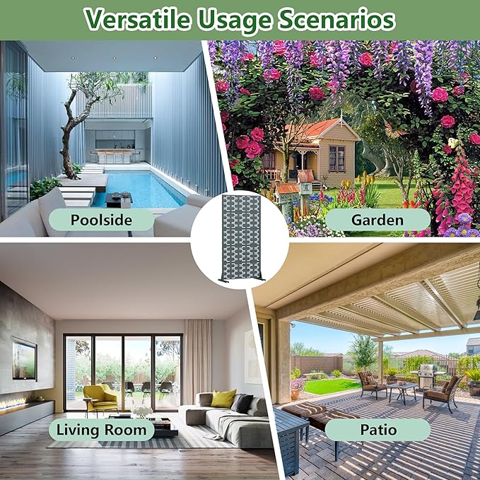 Casaphoria Metal Privacy Screen Outdoor, 60" x 30" W Freestanding Decorative Privacy Screen for Patio Deck Balcony Garden with Stable Base, Drakgrey-Brick