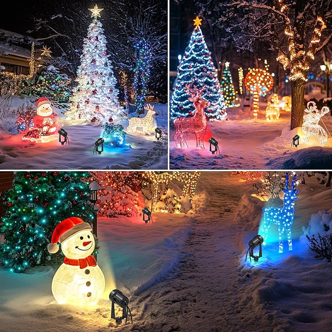 Banord RGBW Color Changing Outdoor Landscape Lighting, 6 Pack Low Voltage LED Outdoor Spotlight with Remote, IP65 Waterproof for Yard, Garden, Lawn