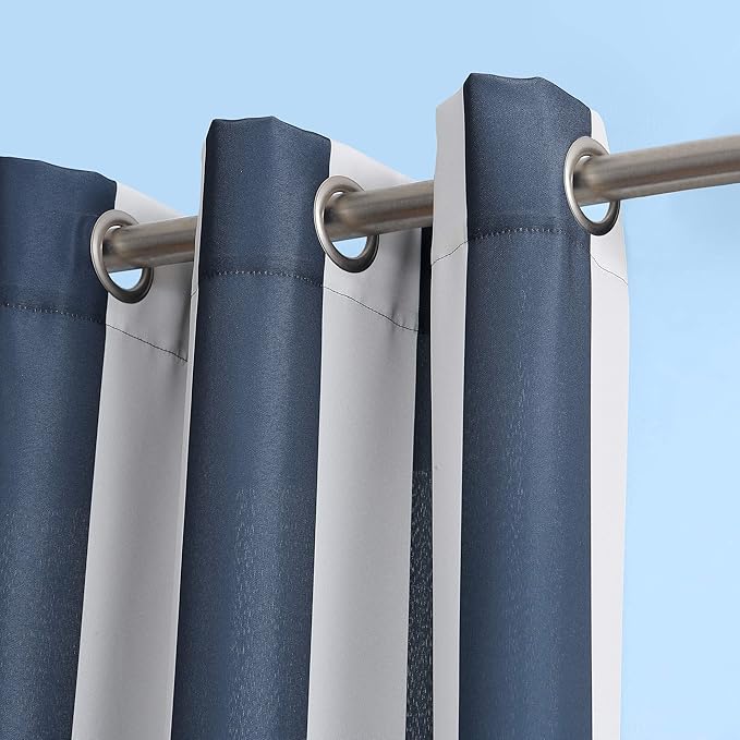 Sun Zero Valencia Cabana Stripe Indoor/Outdoor UV Protectant Energy Efficient Grommet Curtain Panel