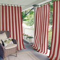 Elrene Home Fashions Highland Stripe Indoor/Outdoor Curtain Panel, 50 inches X 95 inches, Red