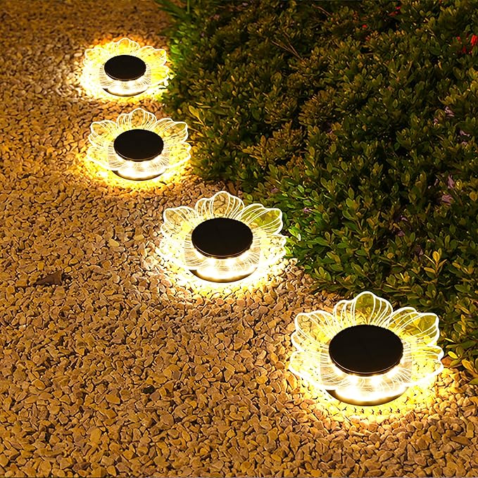 Roaming Acrylic Petal Bury Light 3-Pack Suitable for Gardens, Courtyards, Terraces, Corridors, Alleys, and Pedestrian Walkways (Petal)