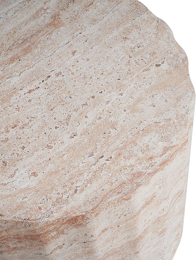 Christopher Knight Home Jayme 18.5" Indoor Outdoor Cylinder Accent Side Table, Patio Decorative End Table, Lightweight Concrete Garden Stool for Patio Living Room Balcony & Garden Decor, Travertine