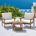 SERWALL HDPE Patio Sofa Set, 3-piece Sectional Outdoor Furniture Set, All Weather Outdoor Couch Set Patio Furniture Set for Deck, Lawn, Brown Frame with Khaki Cushion