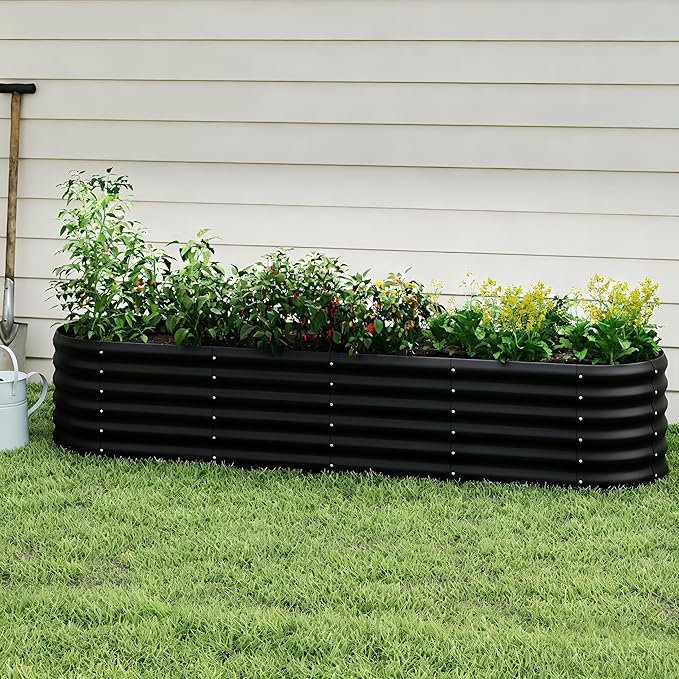 Galvanized Raised Garden Bed, Outdoor Planter Bed, Metal Planter Box for Gardening and Planting,8x2x1.5ft, Light Green