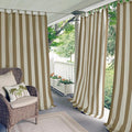 Elrene Home Fashions Highland Stripe Indoor/Outdoor Curtain Panel, 50 inches X 108 inches, Natural