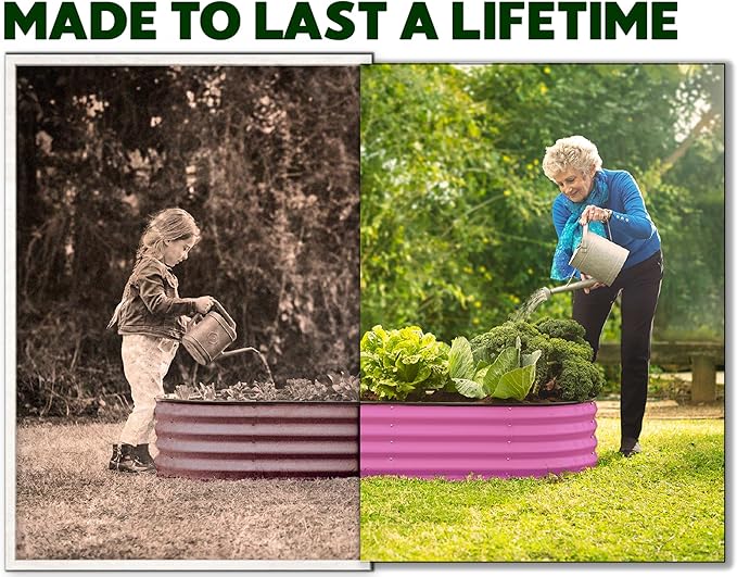 Plant & Plot Galvanized Raised Garden Beds Outdoor // 4×2×1 ft (2-Pack) Planter Raised Beds for Gardening, Vegetables, Flowers (Pink) // Large Metal Garden Box