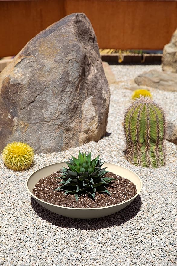 Veradek Mason Series Lane Bowl Planter| for Indoor or Outdoor Tabletops/Gardens |Made from Plastic-Stone Composite with Drainage Holes|Modern Décor for Flowers, Succulents, Small Plants