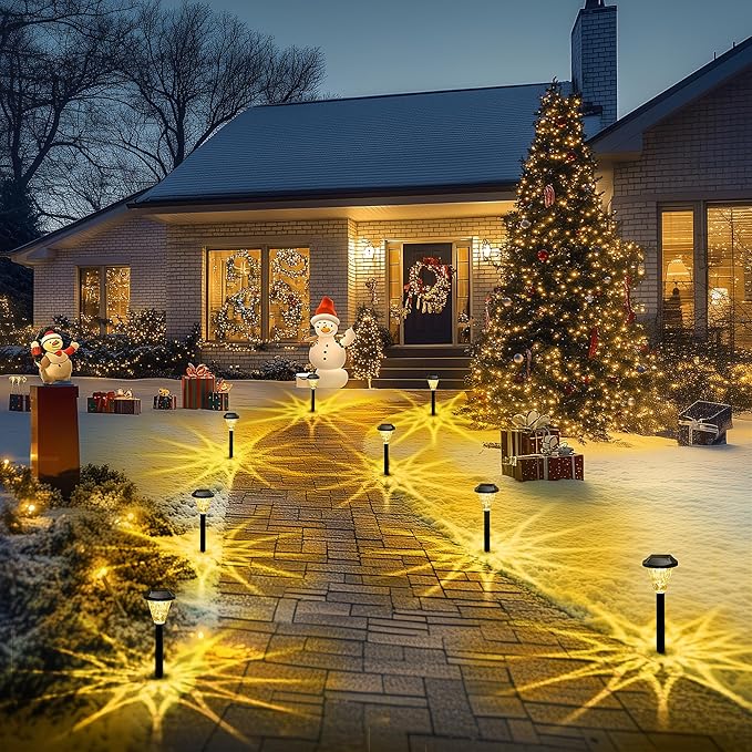 GIGALUMI 12 Pack Solar Lights Outdoor Waterproof, Outdoor Solar Lights for Yard, Solar Garden Lights, Yard Decorations Outdoor for Pathway, Patio, Garden, Driveway, Lawn, and Landscape(Warm White)