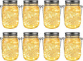 GIGALUMI Solar Mason Jar Lights, 8 Pack 30 Led String Fairy Lights Garden Lights Outdoor Waterproof Metal Lid Hanging Solar Lanterns for Outdoor, Garden, Patio, Lawn, Balcony Decoration