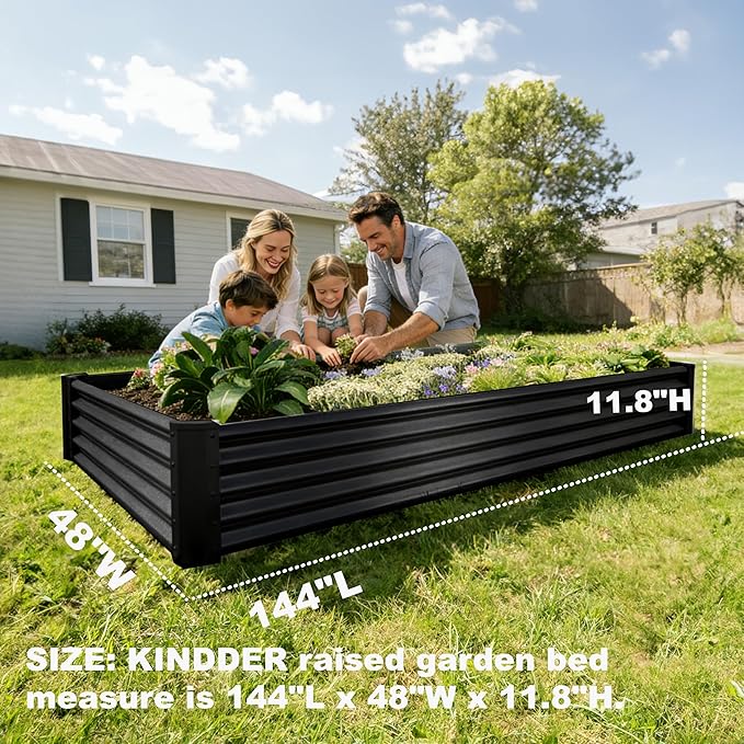 8x4x1ft(2 Pack) Raised Garden Beds Outdoor Kit, No Support Rod, Metal Raised Garden Beds for Vegetables,Fruits,Herb,Flower,Black