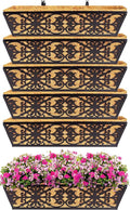 6 Pack 24 Inch Window Boxes Planters Railing Planter Box with Adjustable Brackets & Coco Liners Fabric Plant Grow Bags Deck Railing Planter Boxes Balcony Hanging Flower Box for Outdoor Plants