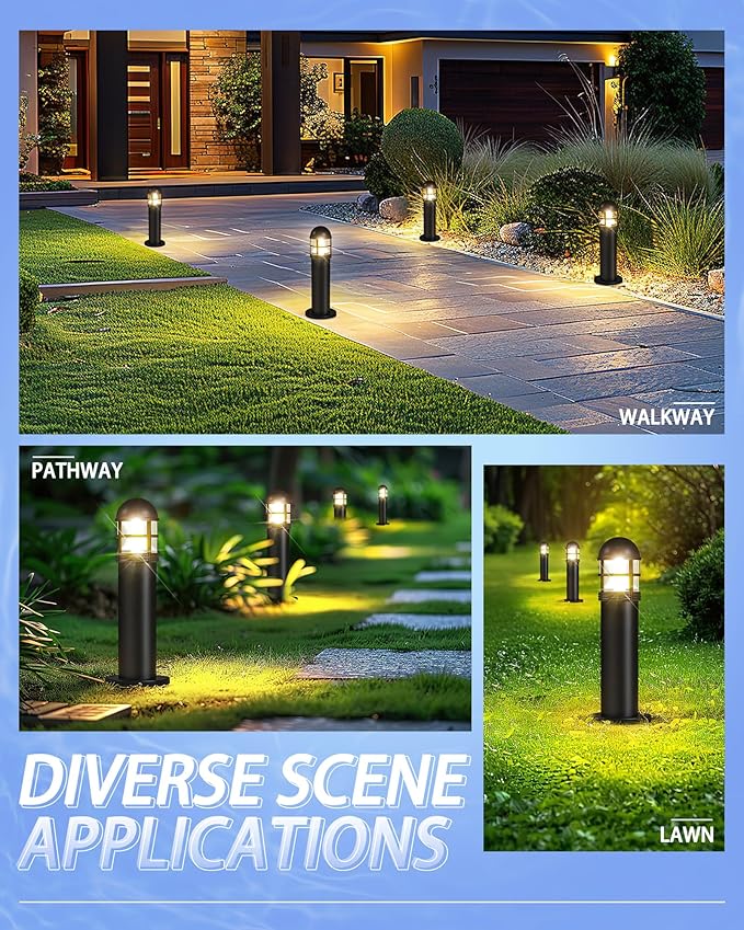 6 Pack LED Low Voltage Landscape Lights, 200LM 12V IP67 Waterproof Holiday Pathway Lighting for Patio, Sidewalk, Driveway, Cast-Aluminum, 2700K Warm White